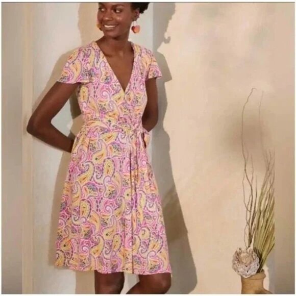 🆕 BODEN Evangeline V-Neck Belted Paisley Print Jersey Dress 4 - Picture 2 of 11